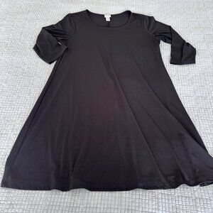 Chicos Dress Womens 2 Travelers Black A Line Sleeve Flattering Scoop Neck